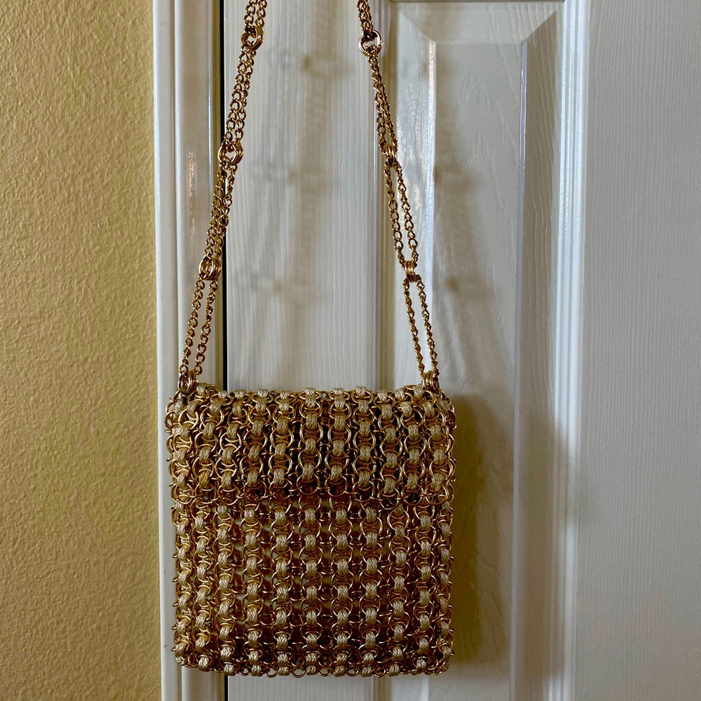 Rare Vintage metal hardware and ribbon work purse